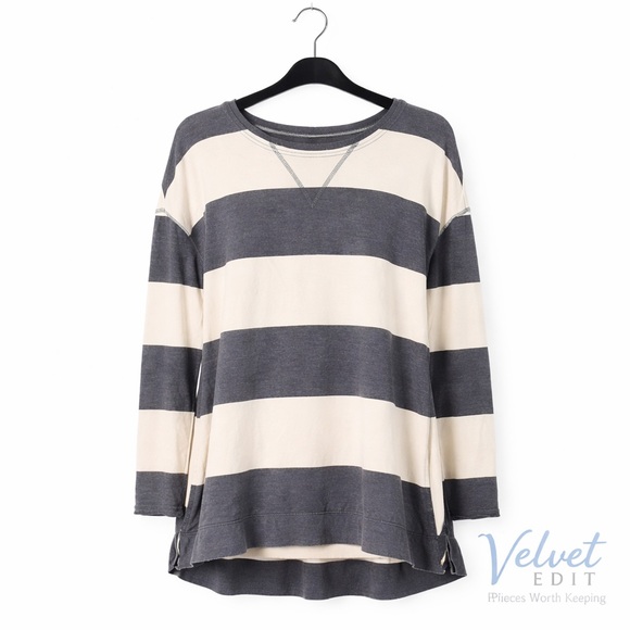 Z Supply Tops - Z Supply Women's Long Sleeve Striped Top in Gray and Cream